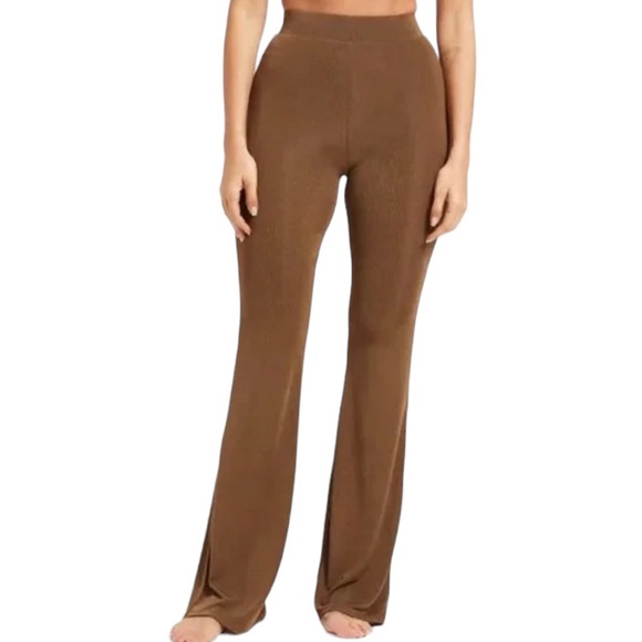 GOOD AMERICAN Tan Slinky High Rise Brown Tan Pants Trousers - Picture 1 of 8
